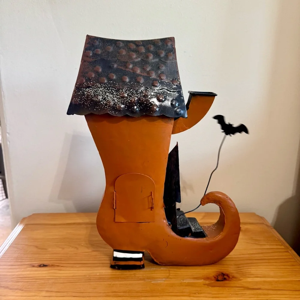 Metal Halloween Witch Boot Metal House Decor Candle Holder Illuminating Holiday